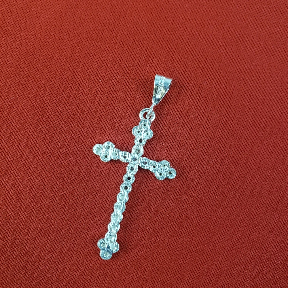 925 sterling silver cross with White zircon/cruz de plata‎ fina con sirconia